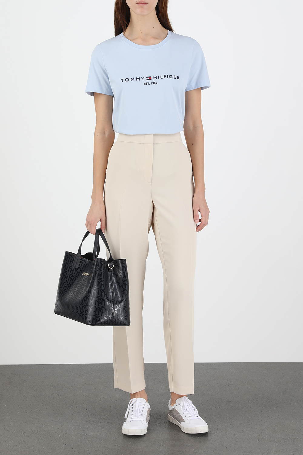 Essential Crew Neck Logo T-Shirt in Light Blue